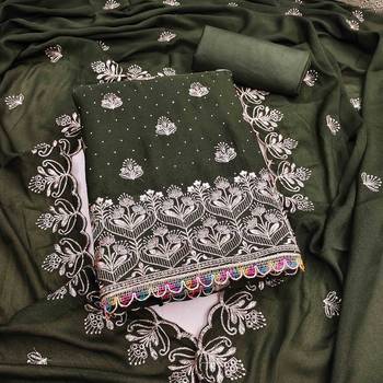 sea green georgette embroidered unstitched dressmaterials 3 pair top bottom dupptaa 2