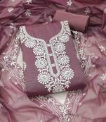 Brown chanderi  embroidered unstitched dressmaterials 3 pair top bottom dupptaa