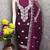 Wine chanderi  embroidered unstitched dressmaterials 3 pair top bottom dupptaa