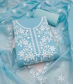 Sky chanderi  embroidered unstitched dressmaterials 3 pair top bottom dupptaa