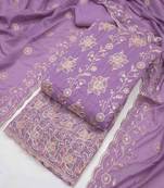 Purple georgette embroidered unstitched dressmaterials 3 pair top bottom dupptaa