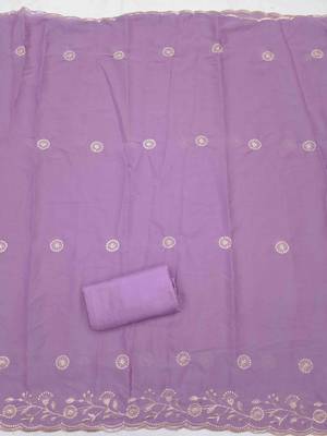 Purple georgette embroidered unstitched dressmaterials 3 pair top bottom dupptaa 4