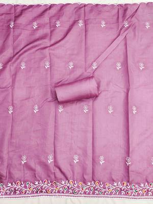 Pink cotton embroidered unstitched dressmaterials 3 pair top bottom dupptaa 4