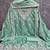 Sea green cotton embroidered unstitched dressmaterials 3 pair top bottom dupptaa