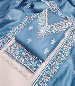 Sky cotton embroidered unstitched dressmaterials 3 pair top bottom dupptaa
