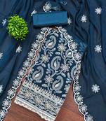 Blue georette  embroidered unstitched dressmaterials 3 pair top bottom dupptaa