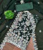 Black georette  embroidered unstitched dressmaterials 3 pair top bottom dupptaa