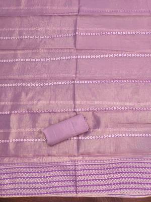 Lavender silk embroidered unstitched dressmaterials 3 pair top bottom dupptaa 3