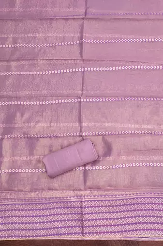 lavender silk blend embroidered unstitched dressmaterials 3 pair top bottom dupptaa