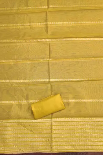 yellow silk blend embroidered unstitched dressmaterials 3 pair top bottom dupptaa