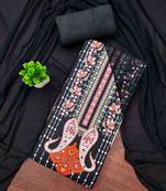 Black georette  embroidered unstitched dressmaterials 3 pair top bottom dupptaa