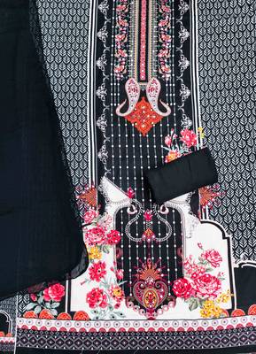 Black georette  embroidered unstitched dressmaterials 3 pair top bottom dupptaa 2