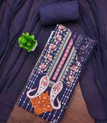 Blue georette  embroidered unstitched dressmaterials 3 pair top bottom dupptaa