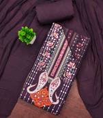 Purple georette  embroidered unstitched dressmaterials 3 pair top bottom dupptaa