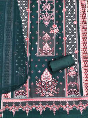 Aqua georgette embroidered unstitched dressmaterials 3 pair top bottom dupptaa 2