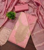 Pink silk  embroidered unstitched dressmaterials 3 pair top bottom dupptaa