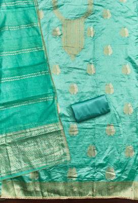 Sky silk embroidered unstitched dressmaterials 3 pair top bottom dupptaa 3