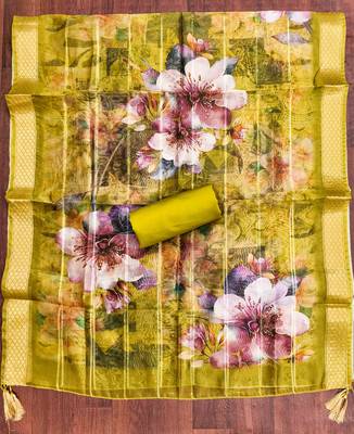 Green silk  embroidered unstitched dressmaterials 3 pair top bottom dupptaa 3