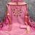Pink silk  embroidered unstitched dressmaterials 3 pair top bottom dupptaa