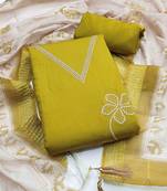 Green silk  embroidered unstitched dressmaterials 3 pair top bottom dupptaa