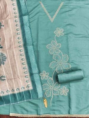 Sky silk embroidered unstitched dressmaterials 3 pair top bottom dupptaa 3