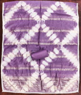 Purple cotton  embroidered unstitched dressmaterials 3 pair top bottom dupptaa 2