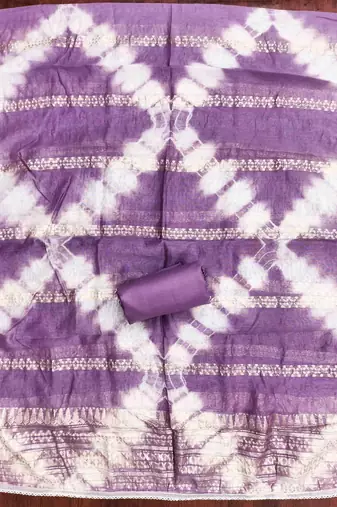 purple cotton blend embroidered unstitched dressmaterials 3 pair top bottom dupptaa