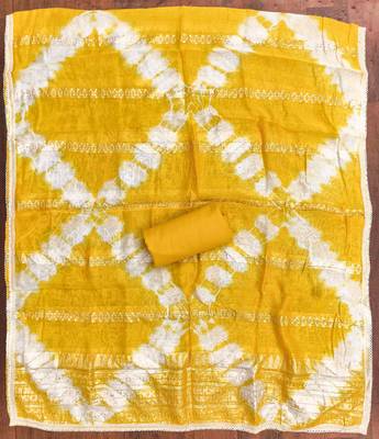 Yellow cotton embroidered unstitched dressmaterials 3 pair top bottom dupptaa 2