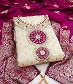 Pink silk  embroidered unstitched dressmaterials 3 pair top bottom dupptaa