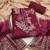 Maroon cotton embroidered unstitched dressmaterials 3 pair top bottom dupptaa