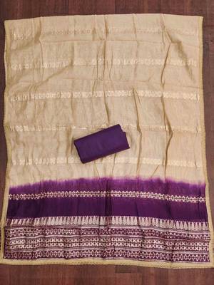 Purple cotton  embroidered unstitched dressmaterials 3 pair top bottom dupptaa 4