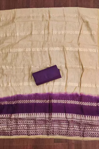purple cotton blend embroidered unstitched dressmaterials 3 pair top bottom dupptaa