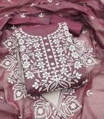 Lavender chanderi embroidered unstitched dressmaterials 3 pair top bottom dupptaa
