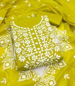 Sea green chanderi embroidered unstitched dressmaterials 3 pair top bottom dupptaa