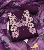 Purple silk  embroidered unstitched dressmaterials 3 pair top bottom dupptaa