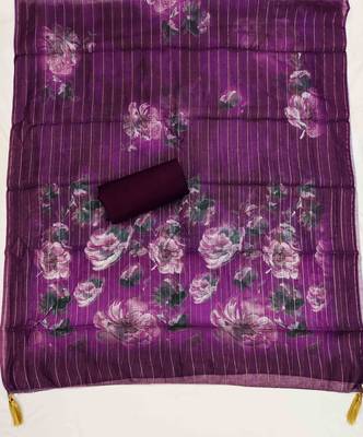 Purple silk  embroidered unstitched dressmaterials 3 pair top bottom dupptaa 4