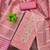 Pink silk  embroidered unstitched dressmaterials 3 pair top bottom dupptaa