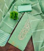 Sky silk embroidered unstitched dressmaterials 3 pair top bottom dupptaa