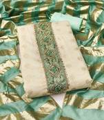 Sky silk embroidered unstitched dressmaterials 3 pair top bottom dupptaa