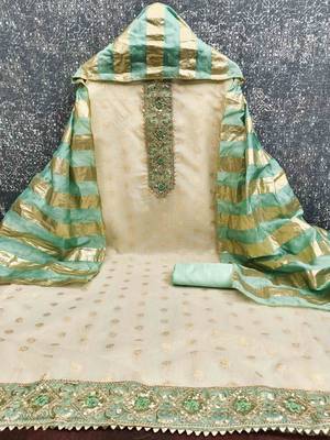 Sky silk embroidered unstitched dressmaterials 3 pair top bottom dupptaa 3