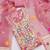 Pink chanderi  embroidered unstitched dressmaterials 3 pair top bottom dupptaa