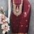 Maroon silk embroidered unstitched dressmaterials 3 pair top bottom dupptaa