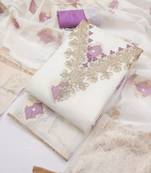 Lavender chanderi embroidered unstitched dressmaterials 3 pair top bottom dupptaa