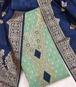 Sky silk embroidered unstitched dressmaterials 3 pair top bottom dupptaa