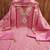 Pink silk  embroidered unstitched dressmaterials 3 pair top bottom dupptaa