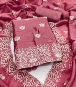Purple silk  embroidered unstitched dressmaterials 3 pair top bottom dupptaa