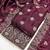 Wine silk embroidered unstitched dressmaterials 3 pair top bottom dupptaa