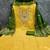 Yellow silk embroidered unstitched dressmaterials 3 pair top bottom dupptaa