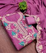 Pink silk  embroidered unstitched dressmaterials 3 pair top bottom dupptaa