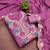 Pink silk  embroidered unstitched dressmaterials 3 pair top bottom dupptaa
